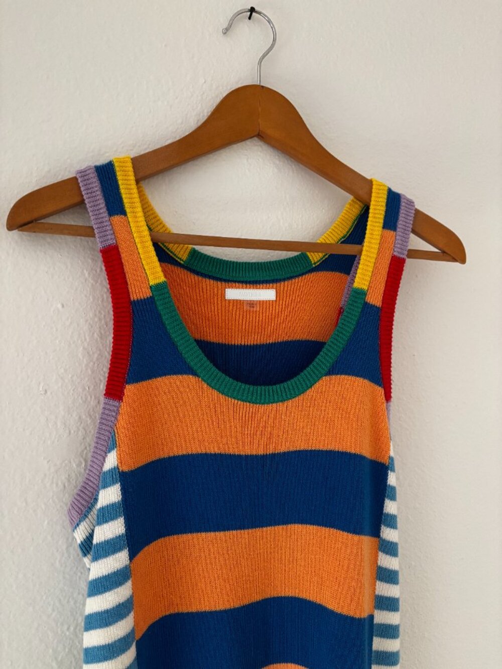 MOTHER Chin Ups Knit Tank Dress Stripe Colorblock Mini Dress Women's Medium - Picture 2 of 12